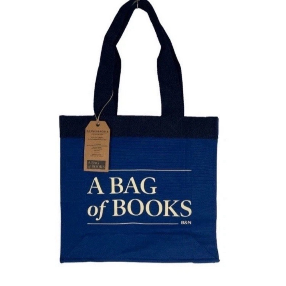 Barnes & Noble - A Bag of Books Tote, Organic Cotton Navy Blue Canvas NWT